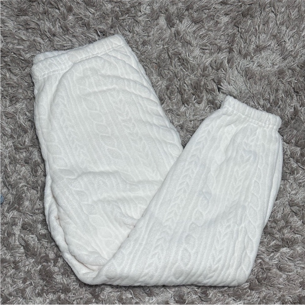 Cozy White Cable Knit Pants